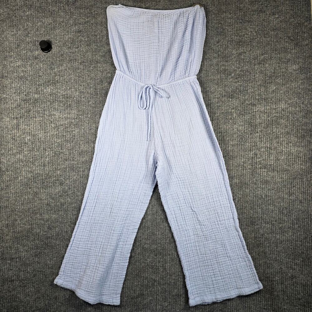Blue Life Strapless Gauze Jumpsuit M‎ Light Blue Boho Wide Leg